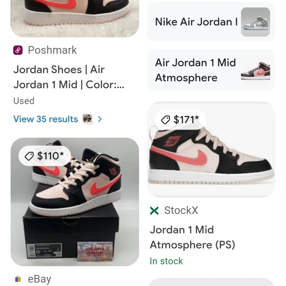 Jordan 1 Women's Mid Atmosphere Infrared 23-Black Barbiecore Grungecore‎ Size 7½